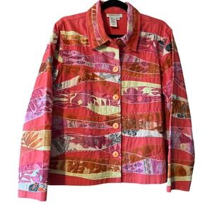 Coldwater Creek Pink Multi-Color Quilted Jacket